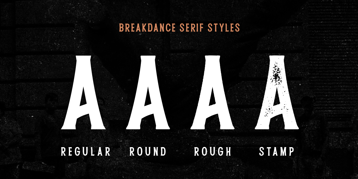 Пример шрифта Breakdance Reborn Serif Stamp